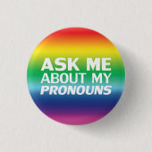 "私の頼代名詞"Lgbtqプライドレインボーホワイト 缶バッジ (正面)