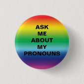 私の頼代名詞LGBTQプライドレインボーブカラー 缶バッジ (正面)