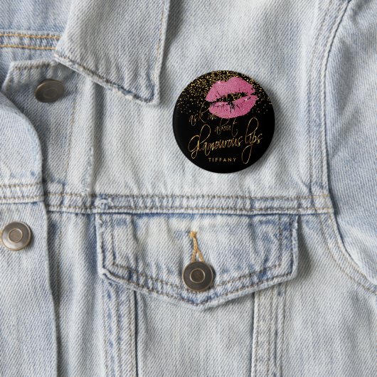 私の頼華やかな唇につかわいらしいて – Pink 缶バッジ (インサイチュ)