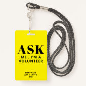 私の頼黄色のボランティア バッジ (裏面ランヤード)