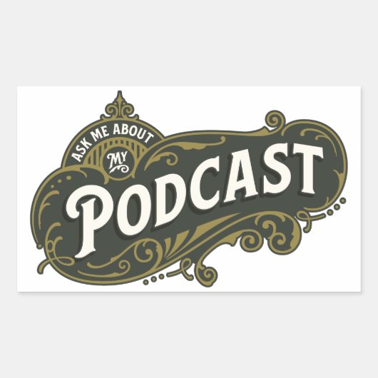 私の頼Podcastについて。 長方形シール (正面)