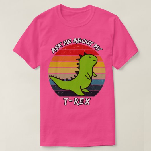 私の頼Trexのレトロの夕日について Tシャツ (デザイン正面)