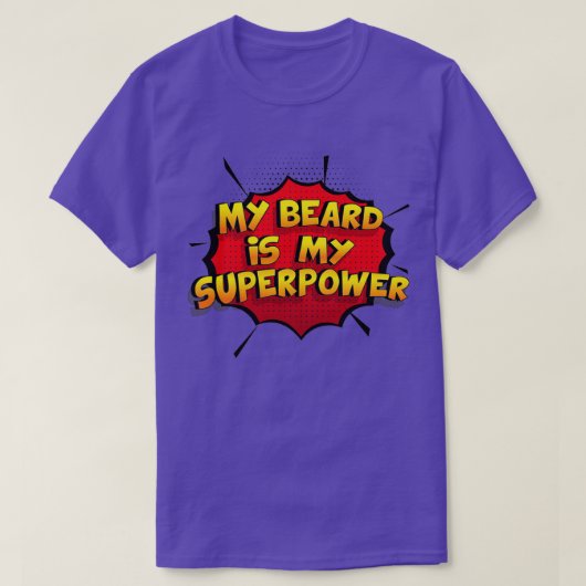 私の顎鬚は私の超力おもしろいデザイン私の顎鬚ギ Tシャツ (デザイン正面)