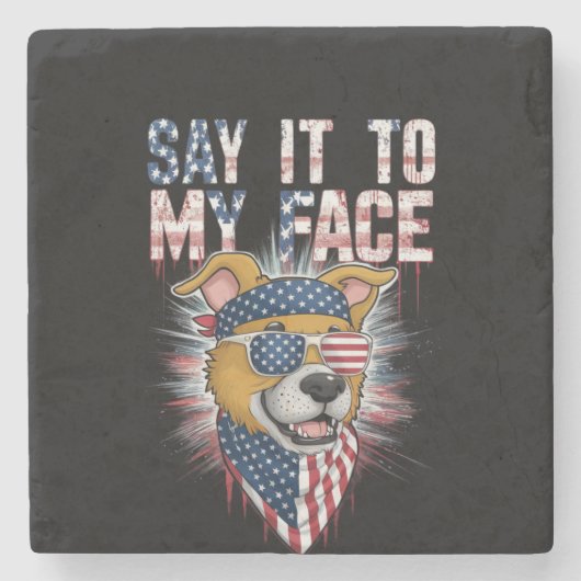 私の顔おもしろいの犬に言う ストーンコースター (正面)