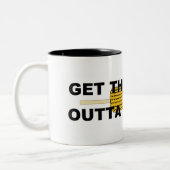 私の顔からそのトウモロコシを出して下さい ツートーンマグカップ (左)