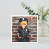 私の顔を写真に当てはめて、黒人の警官 カード (スタンド正面)