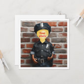 私の顔を写真に当てはめて、黒人の警官 カード (正面/裏面インサイチュ)