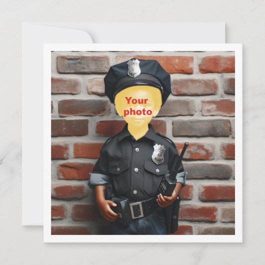 私の顔を写真に当てはめて、黒人の警官 カード (正面)
