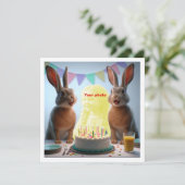 私の顔を写真に載せて、うさぎと子供のカードを作って カード (スタンド正面)