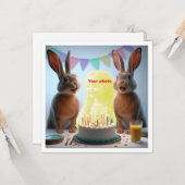 私の顔を写真に載せて、うさぎと子供のカードを作って カード (正面/裏面インサイチュ)