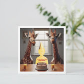 私の顔を写真に載せて、キリンと子供のカードを作って カード (スタンド正面)