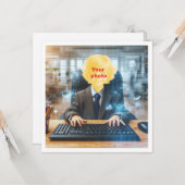 私の顔を写真に載せて、コンピューター好きの天才よ カード (正面/裏面インサイチュ)