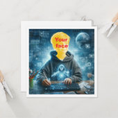 私の顔を写真に載せて、コンピューター好き、天才 カード (正面/裏面インサイチュ)