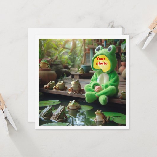 私の顔を写真に載せて、フクロと子供のカードを作って カード (正面/裏面インサイチュ)