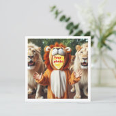 私の顔を写真に載せて、ライオンと子供のカードを作って カード (スタンド正面)