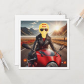 私の顔を写真に載せて、子供がバイクを運転している。 カード (正面/裏面インサイチュ)