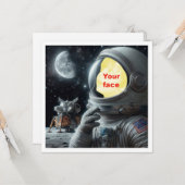 私の顔を写真に載せて、宇宙飛行士、スペースカー カード (正面/裏面インサイチュ)