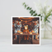 私の顔を写真に載せて、虎と子供 カード (スタンド正面)