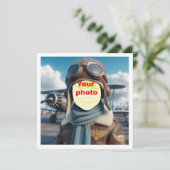 私の顔を写真に載せて、飛行機を飛ばして、パイロット カード (スタンド正面)