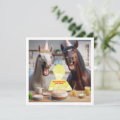 私の顔を写真に載せて、馬と子供 カード (スタンド正面)