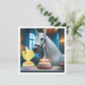 私の顔を写真に、ユニコーンと子供と一緒に カード (スタンド正面)