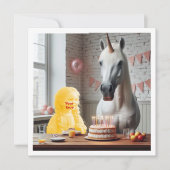 私の顔を写真に、ユニコーンと子供と一緒に カード (正面)