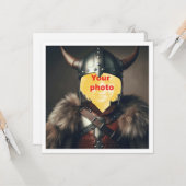 私の顔を写真、バイキング戦士に配置 カード (正面/裏面インサイチュ)