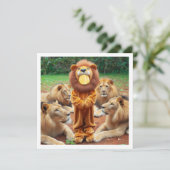 私の顔を写真、ライオン、子供のカードに置く カード (スタンド正面)