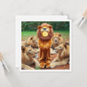 私の顔を写真、ライオン、子供のカードに置く カード (正面/裏面インサイチュ)