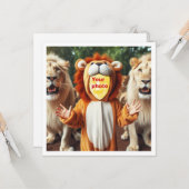 私の顔を写真、ライオン、子供のカードに置く カード (正面/裏面インサイチュ)