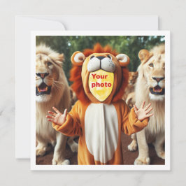 私の顔を写真、ライオン、子供のカードに置く カード