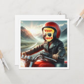 私の顔を写真、子供の駆動バイクに置く カード (正面/裏面インサイチュ)