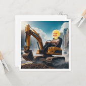 私の顔を写真、掘削機、掘り下げ機に置く カード (正面/裏面インサイチュ)