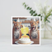 私の顔を絵の中に置いて、ヒョウと子供 カード (スタンド正面)