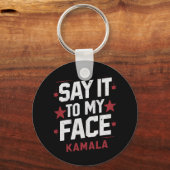 私の顔カマラハリス社長2024にそれを言う キーホルダー (正面)