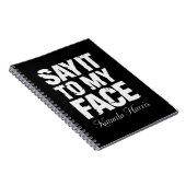 私の顔Kamala Harris 2024引用文に言う ノートブック (右側)