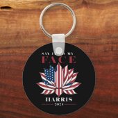 私の顔Kamala Harris 2024 USA Lotusにそれを言う キーホルダー (正面)