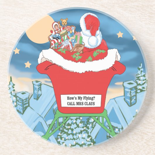 私の飛行がいかにあるかおもしろいなサンタクロースのクリスマスのユーモア コースター (正面)
