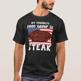 私の食お気に入りの品グループはステーキアメリカ国旗 Tシャツ