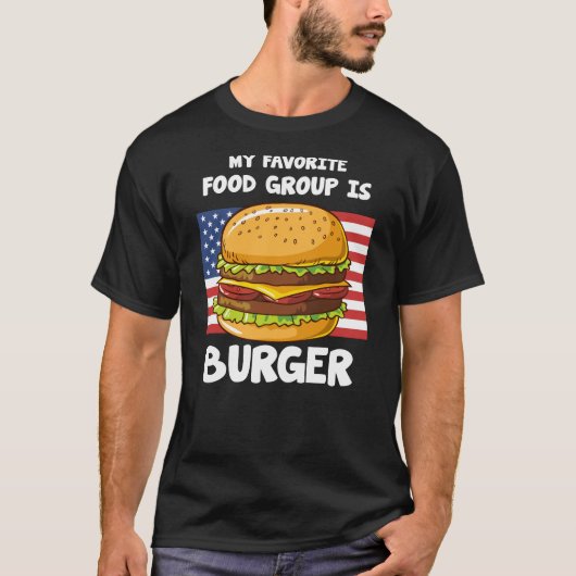 私の食お気に入りの品グループはバーガーアメリカン国旗 Tシャツ (正面)
