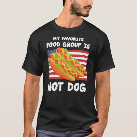 私の食お気に入りの品グループはホットドッグのアメリカ国旗だ Tシャツ (正面)