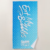 「私の食べ泡」が人生を青くはかりで測す ビーチタオル (正面)