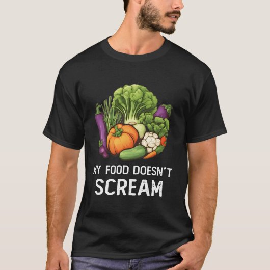 私の食べ物は叫ばないビーガンベジタリアン野菜 Tシャツ (正面)