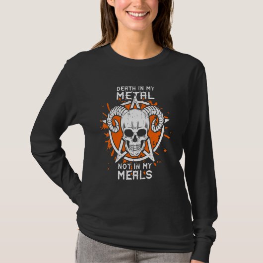 私の食事に私の金属で死ぬビーガンMetalhead Tシャツ (正面)