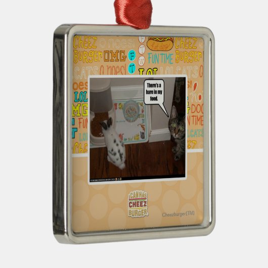 私の食糧にノウサギがあります メタルオーナメント (右)