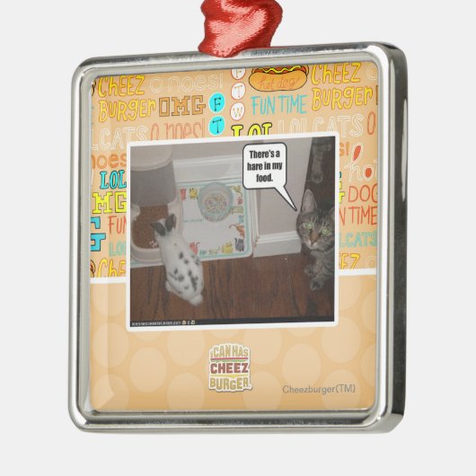 私の食糧にノウサギがあります メタルオーナメント (左)