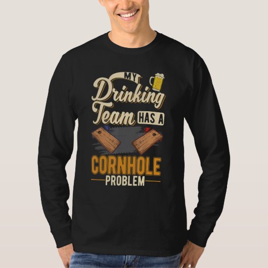 私の飲み会チームはコーンホール中毒 コーンホール Tシャツ (正面)
