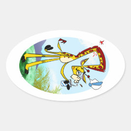 私の飲み物のキンクJeff Willis Artによるキリン 楕円形シール