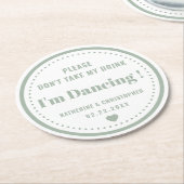 私の飲み物のセージクラシックグリーンを飲み結婚ない ラウンドペーパーコースター (アングル)