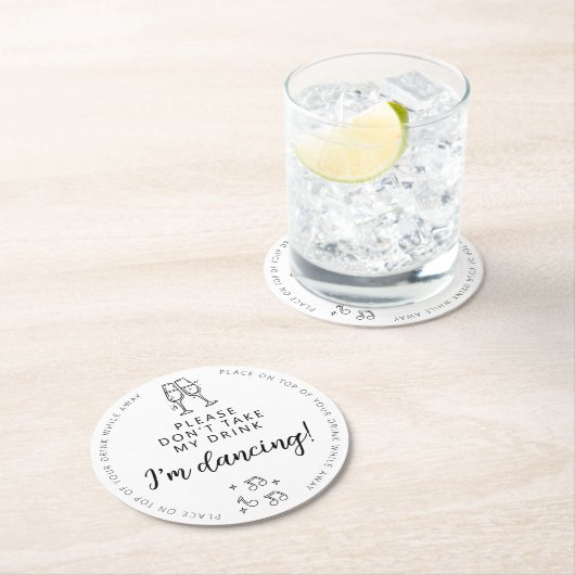 私の飲み物を飲まないでミニマルエレガントモダンね ラウンドペーパーコースター (インサイチュ)